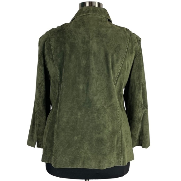 PENDLETON GREEN SUEDE LEATHER LIGHTWEIGHT BUTTON DOWN SHIRT JACKET SHACKET - Picture 4 of 13